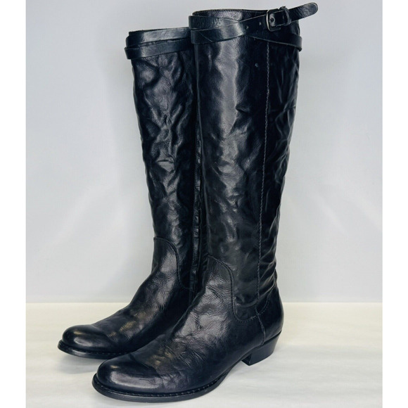 Henry Beguelin Shoes - HENRY BEGUELIN Italy Distressed Tall Brown Leather Riding Boots Womens 37.5 / 7